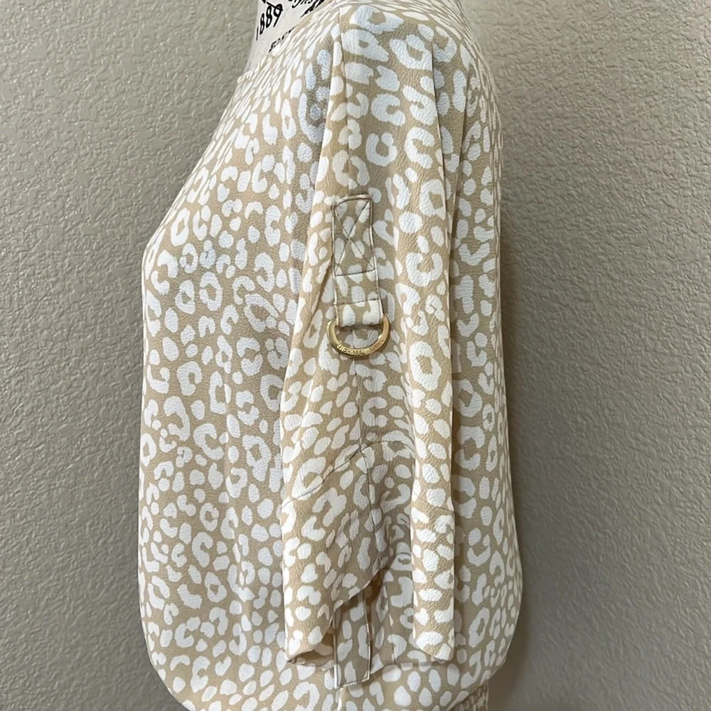 Michael Kors Giraffe Print Boat Neck Blouse Adjustable Sleeves